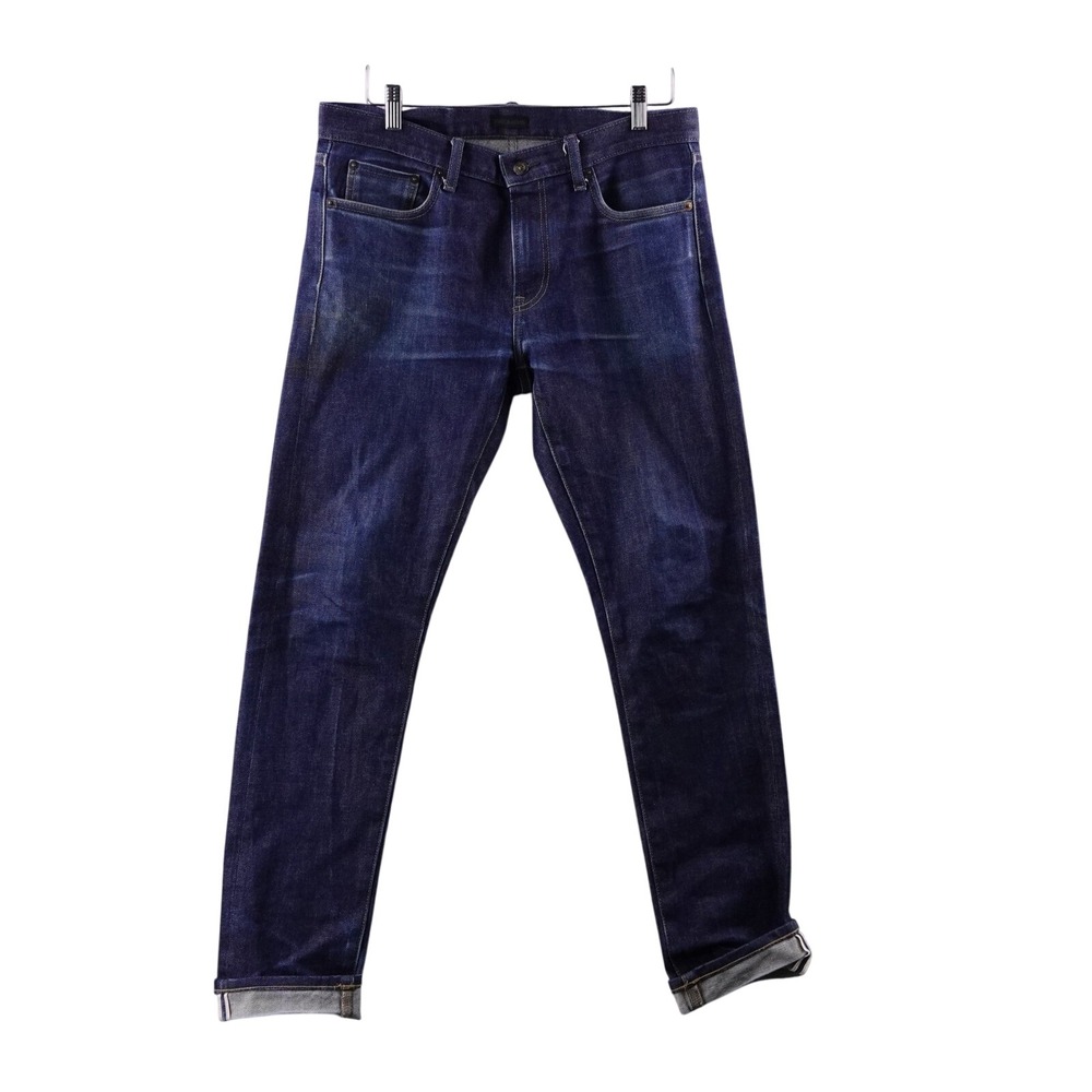 Uniqlo Jeans Mens Slim Straight Selvedge Red Line Denim Pants Size 32x32